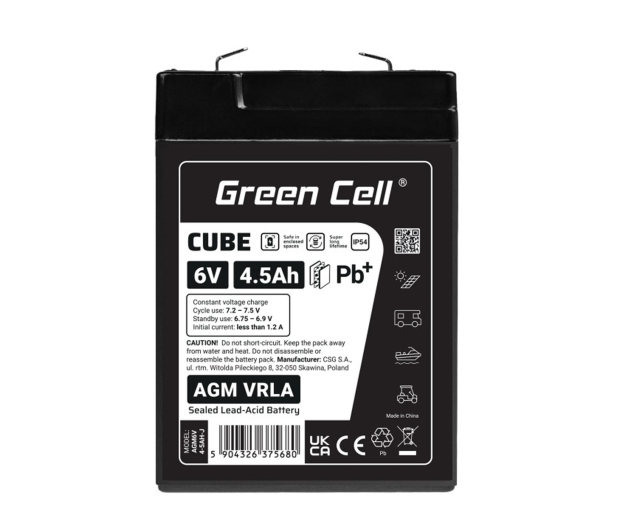 Green Cell Cube AGM VRLA IP54 6V 4.5Ah - 1364804 - zdjęcie 4